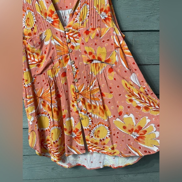 Vera for Anthropologie Floral Sleeveless Button Up Blouse Top Sz Medium - Picture 3 of 9